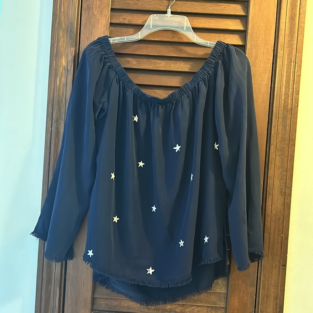 Cloth & stone shirt 100% tencel ,blue ,frayed hem & cuffs.
